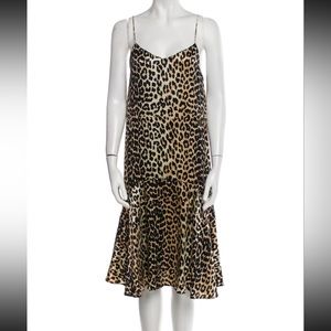 Ganni Silk Leopard Slip Dress